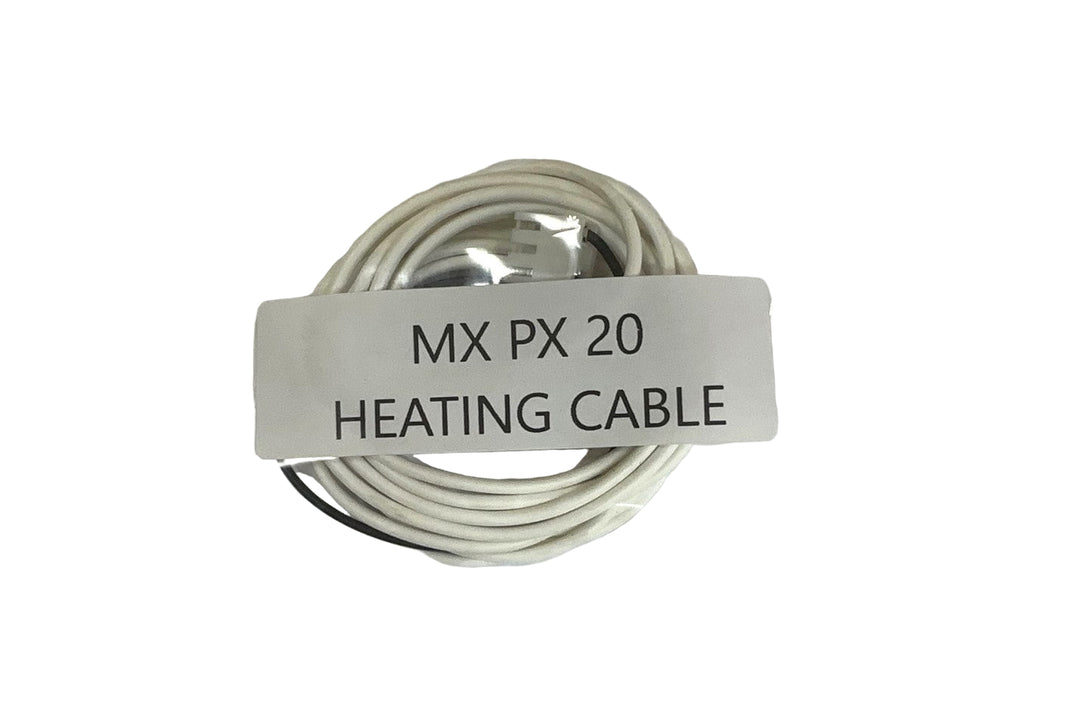 A packaged silicone heating cable labeled as 'MX PX 20 HEATING CABLE'.