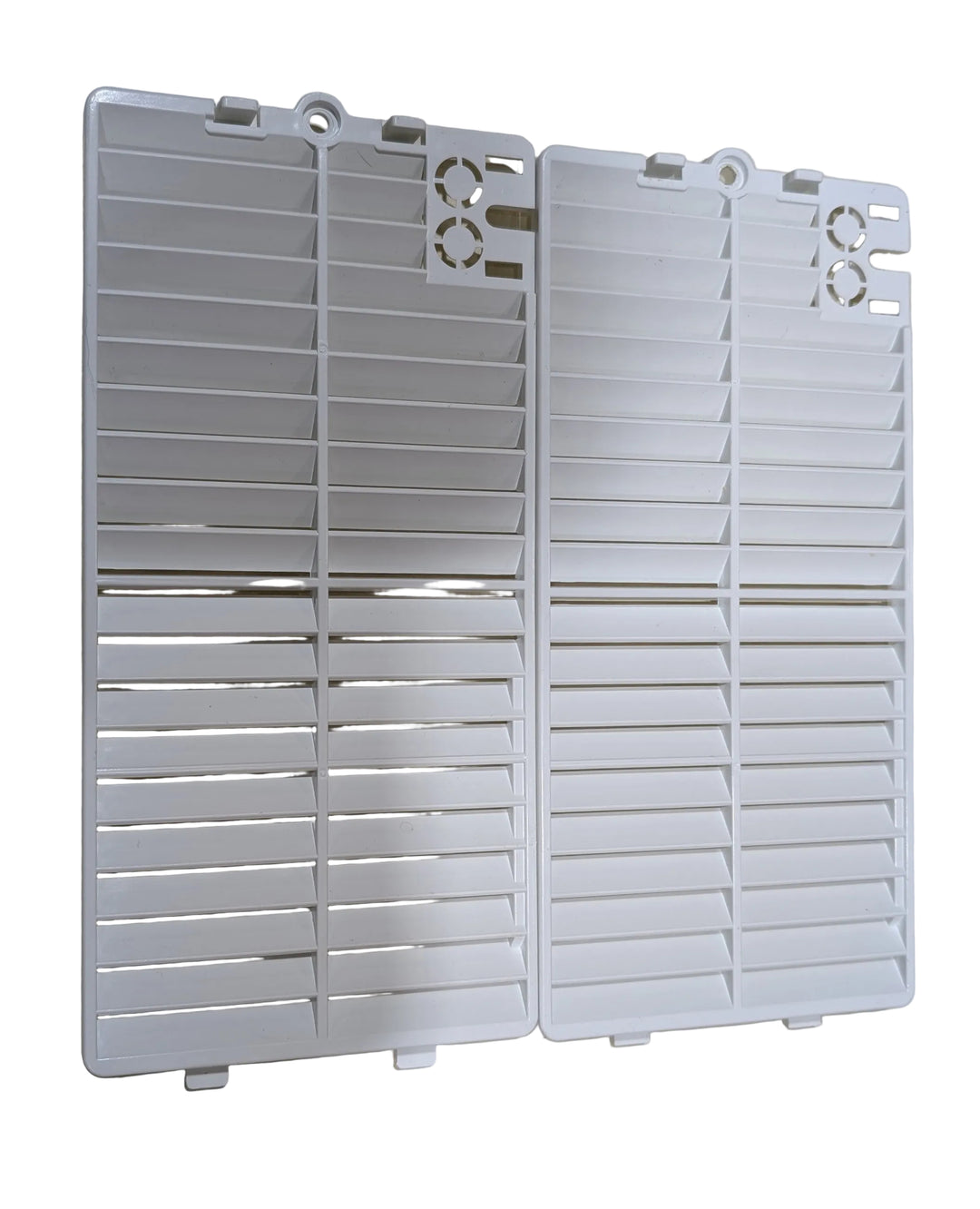 Two white plastic replacement vent grilles for the Pet Brooder models.