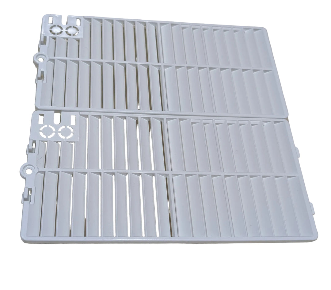 Two white plastic replacement vent or grill for the interior of the Pet Brooder models.