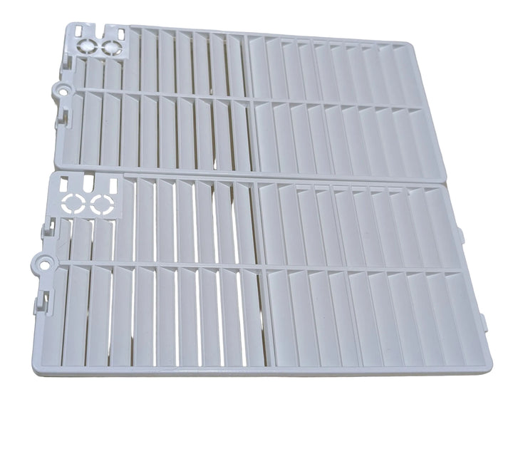 Two white plastic replacement vent or grill for the interior of the Pet Brooder models.