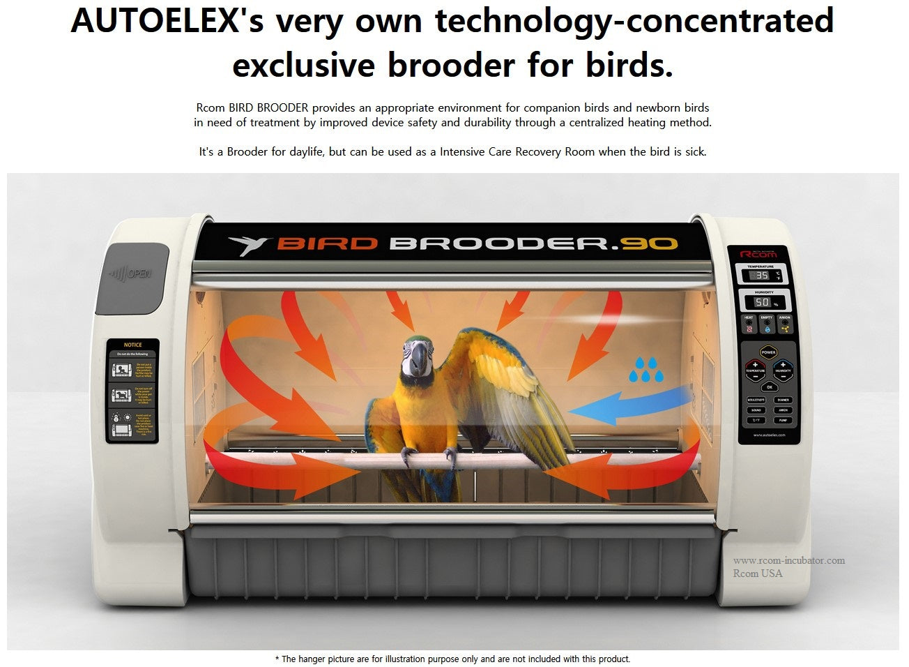 Bird Brooder Large Avian Curadle ICU MX BL 500 N – Rcom Incubators USA