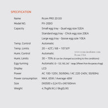 Load image into Gallery viewer, Rcom Pro 20 DO Avian Incubator PX-20DO