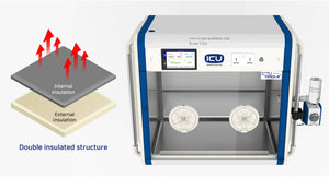 This incubator has an external insulation layer and an internal insulation layer separated by an airflow layer allowing the least amount of heat to escape and to reduce the effects of the external temperature. 
